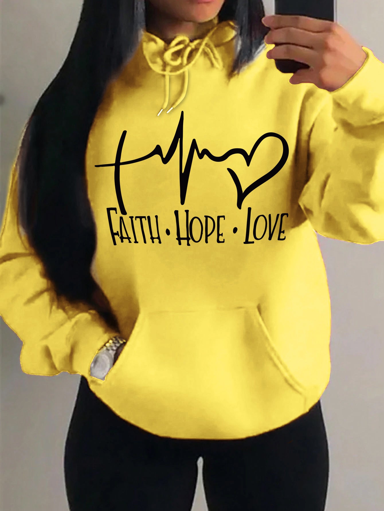 Faith Hope Love Letter Graphic Women Hoodie - cas7m