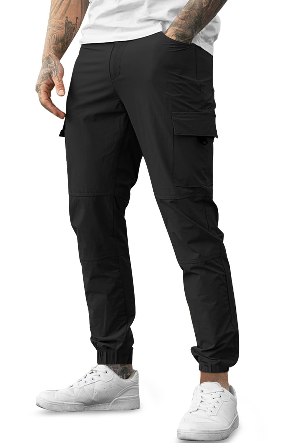 GINGTTO Tapered Trail Joggers Men's Lightweight Stretch Black-34