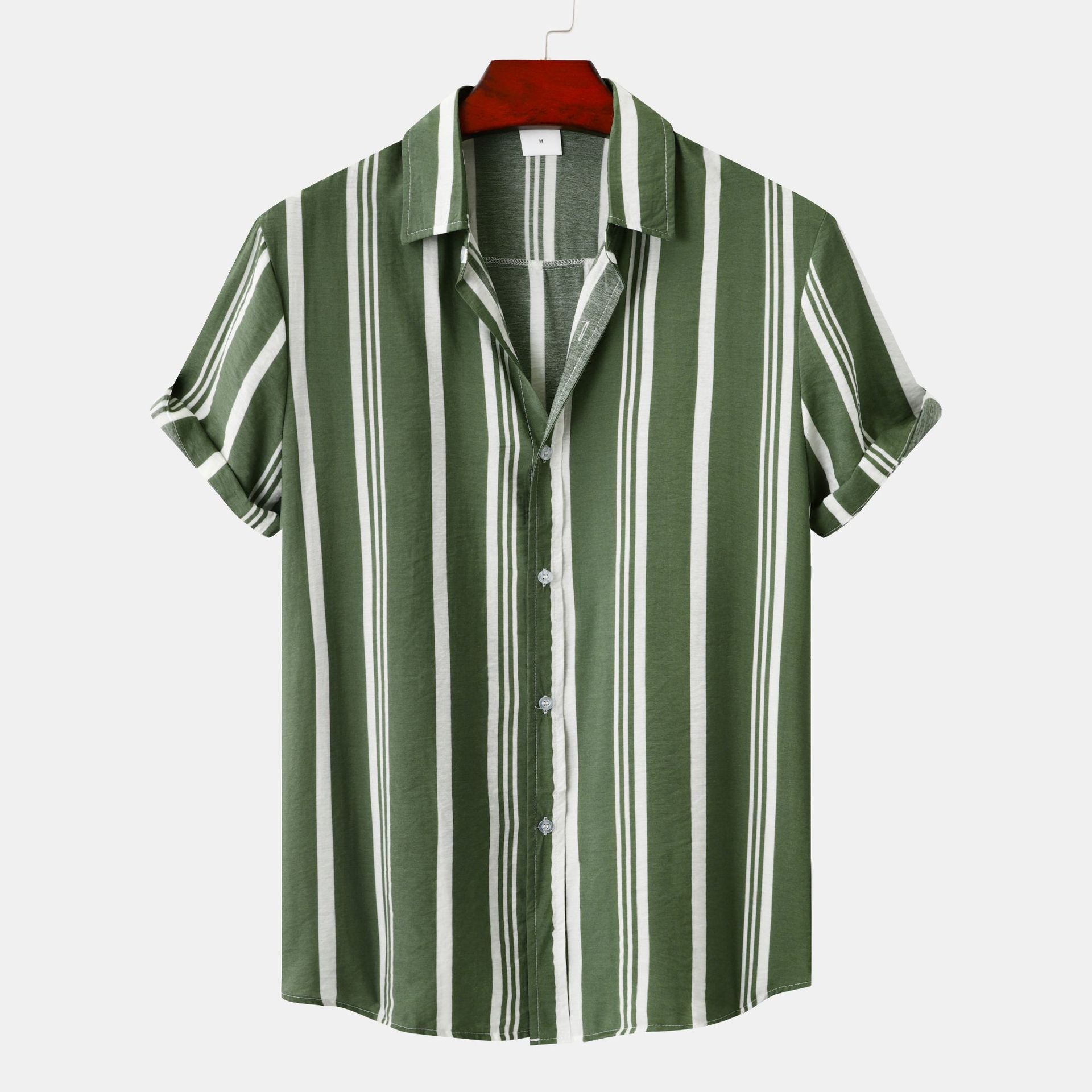 Men's Casual Striped Printed Short Sleeve Shirt - cas7m