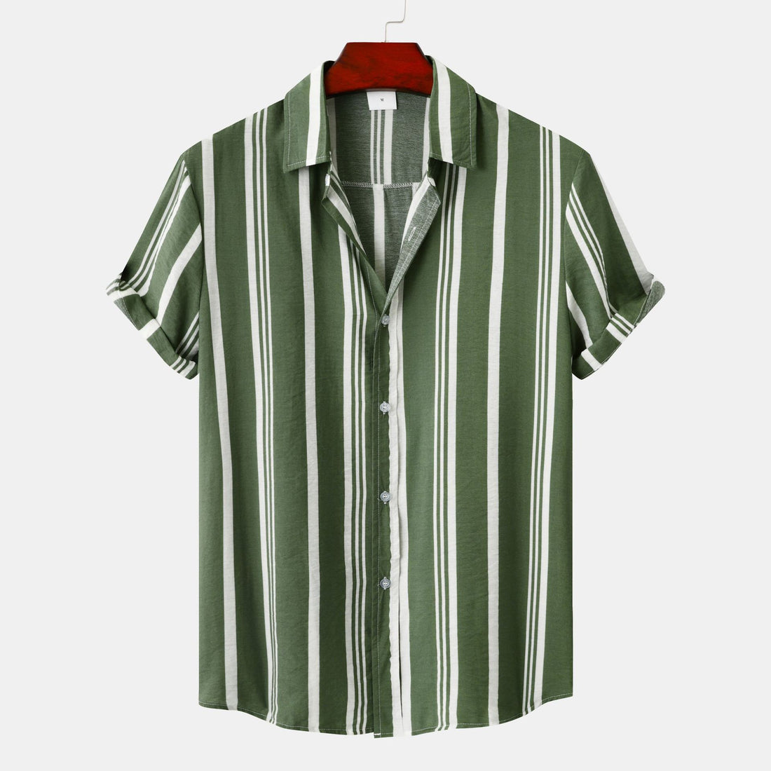 Men's Casual Striped Printed Short Sleeve Shirt - cas7m