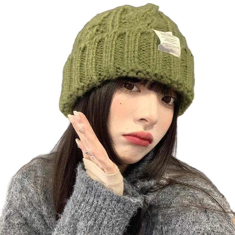 Pure Japanese Fried Dough Twist Wool Warm Ear Protection Knitting Headgear - cas7m