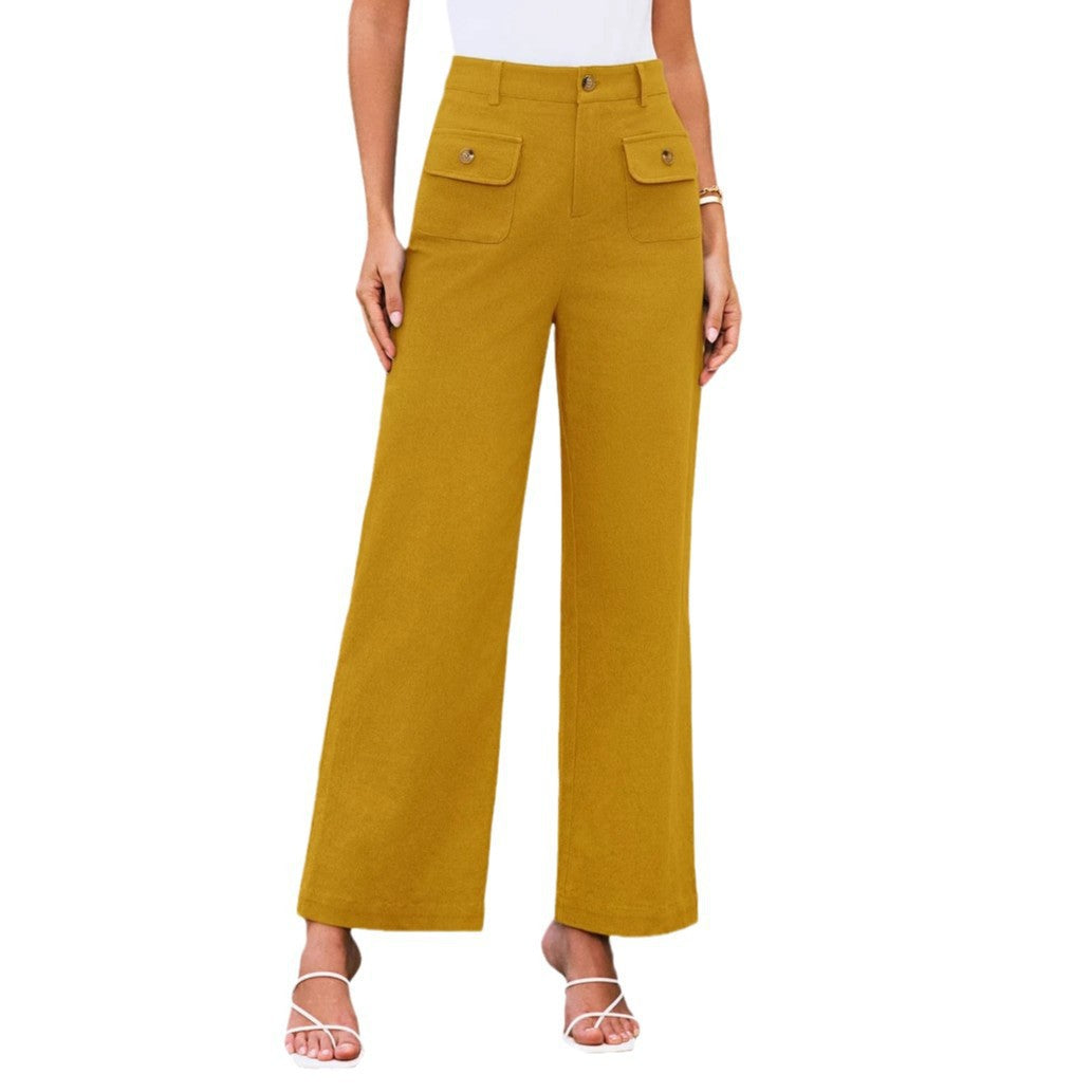 Women's High Waist Wide Leg Pants Stretch Casual Pants - cas7m