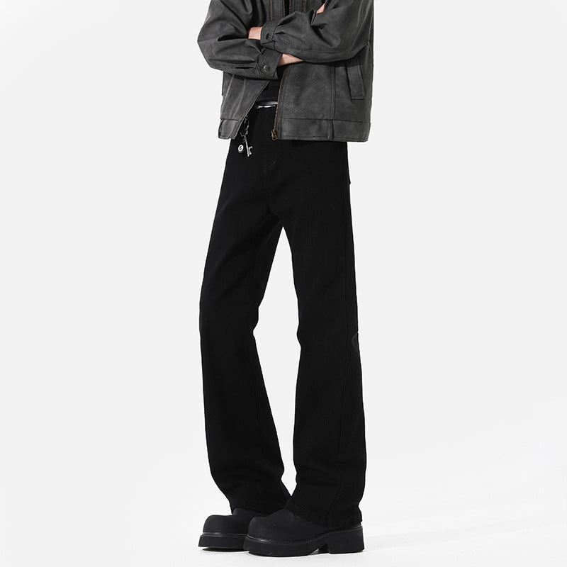Spring And Autumn Elastic Black Bootcut Denim Jeans - cas7m