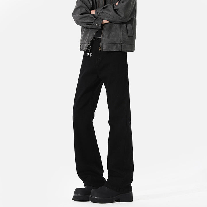Spring And Autumn Elastic Black Bootcut Denim Jeans - cas7m