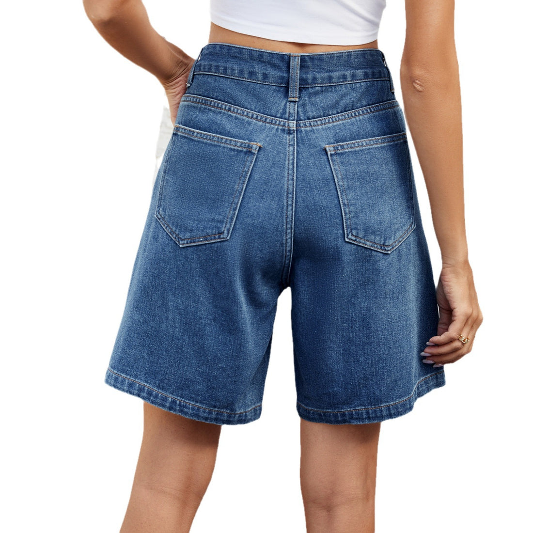 Denim Shorts With Waist Adjustable Design Fashion Summer Pants For Women - cas7m