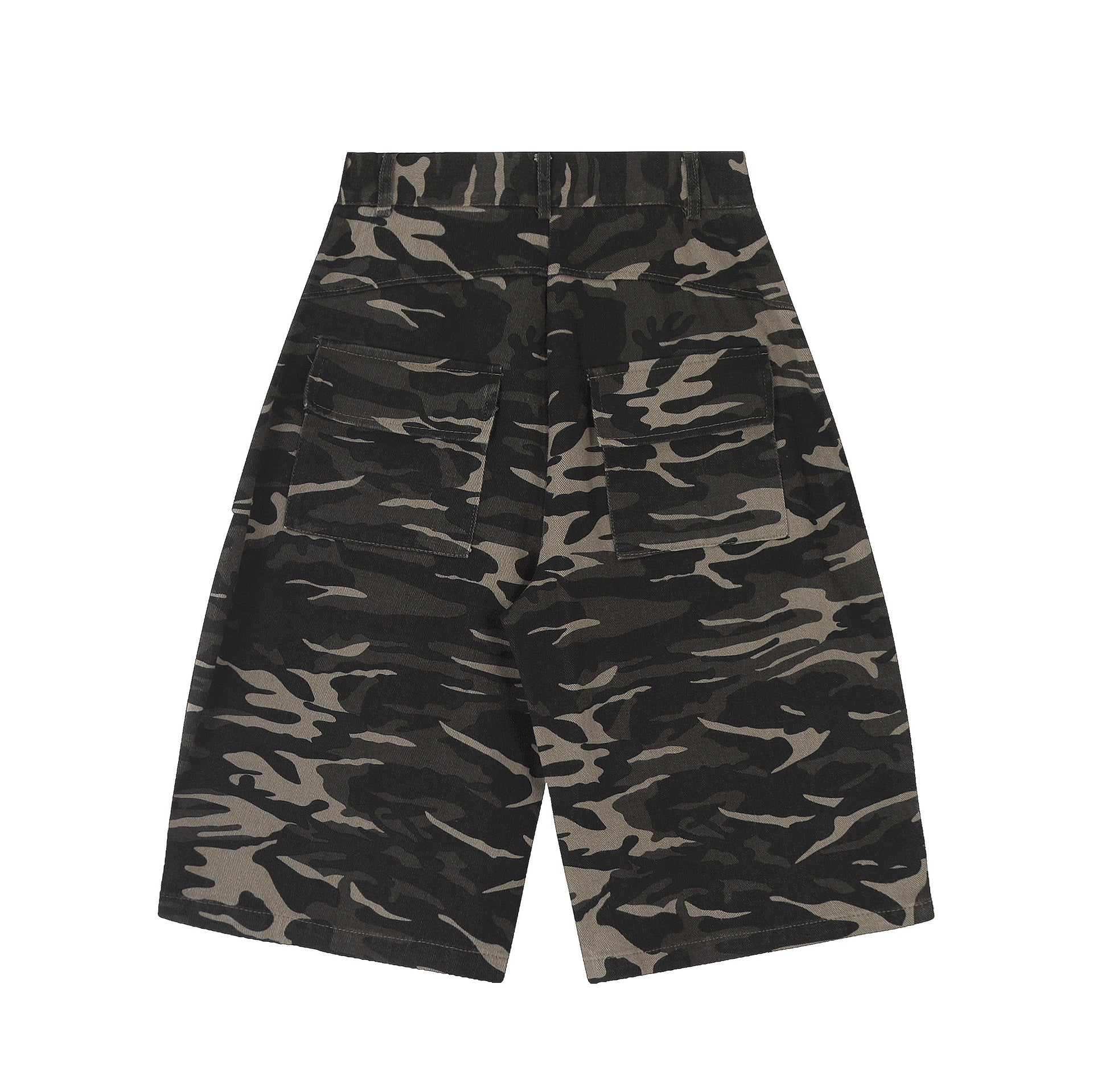 Retro Camouflage Multi-pocket Workwear Cropped Jeans Men And Women Wide - cas7m