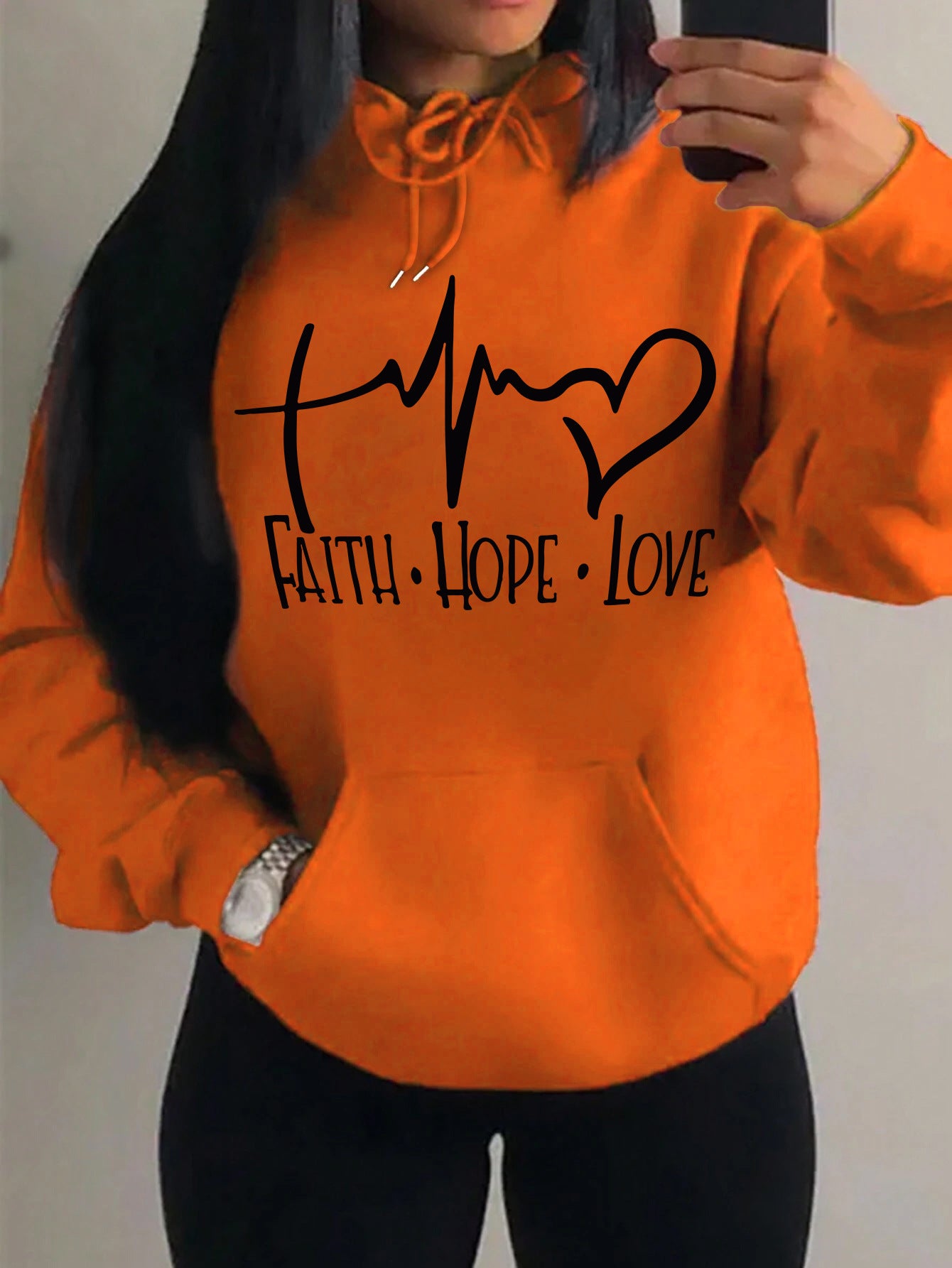 Faith Hope Love Letter Graphic Women Hoodie - cas7m