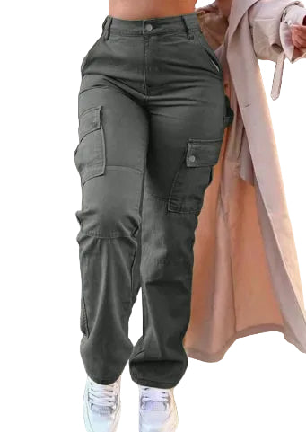 High Quality European And American New Hip Pants High Waist Multi-pocket Workwear Fashion Stretch Street Trend Trendy Women's Pants - cas7m