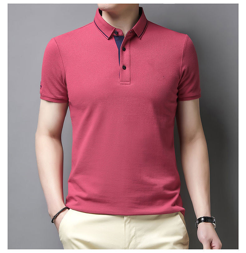 Men's Short-sleeved Cotton T-shirt Solid Color - cas7m