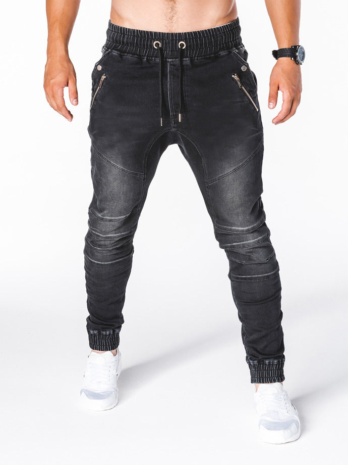 Washed Denim Casual Pants Bunch Jeans - cas7m