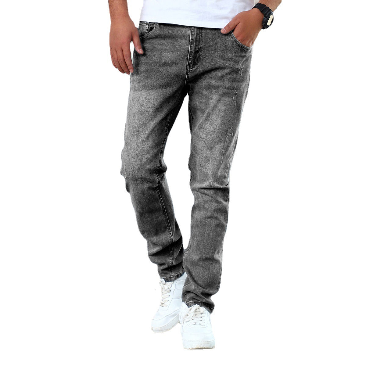 Men's Jeans Gray Trousers Stretch Skinny - cas7m