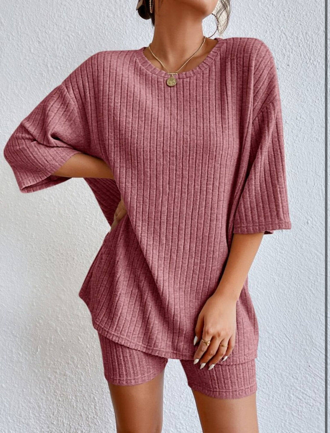 Fashion Casual Solid Color Shorts Suit - cas7m