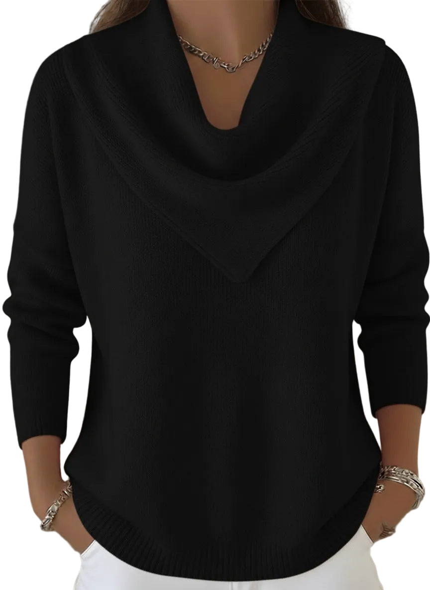 Womens Solid-color Long-sleeve Sweater Top - cas7m
