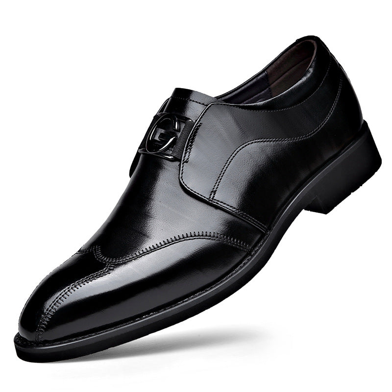Men's Casual Business Slip-on Embroidered Pointed Leather Shoes - cas7m