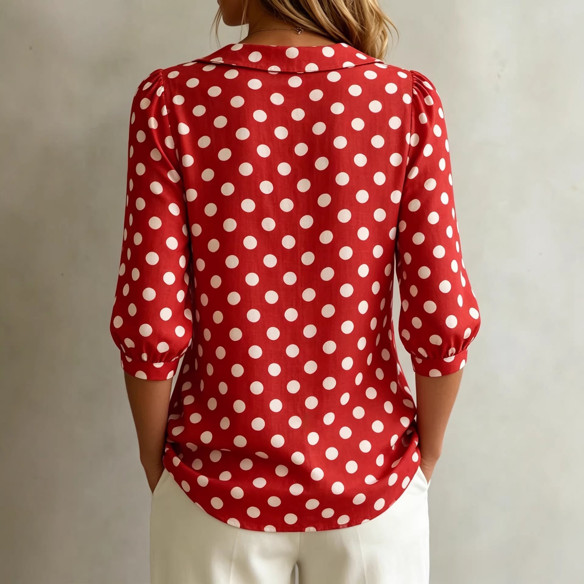 Retro Polka Dot Pattern Womens Shirt - cas7m