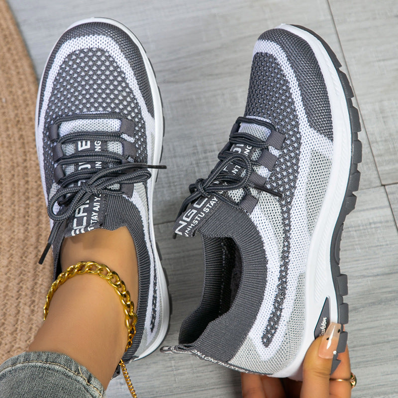 Women's Sporty Flyknit Mesh Shoes Low-cut Lightweight Casual And Versatile - cas7m