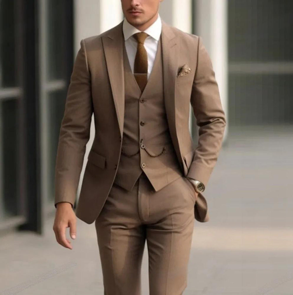 Men's Three-piece Suit Solid Color High Sense - cas7m