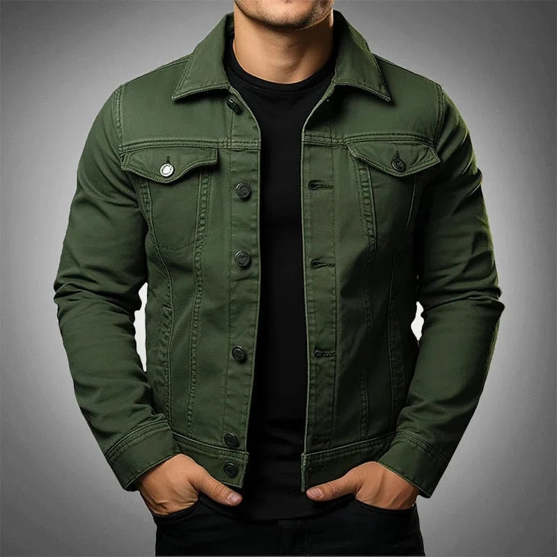 Men's Jacket Denim Coat Tooling Solid Color Thick Coat - cas7m