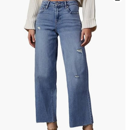 Women's High Waisted Loose Jeans - cas7m