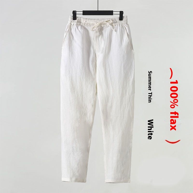 Cotton Linen Cropped Men's Casual Pants Style - cas7m