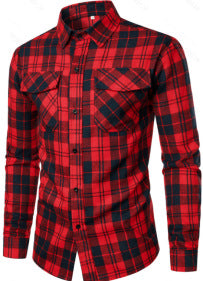 Mens Stylish Long-Sleeve Lapel Shirt - cas7m