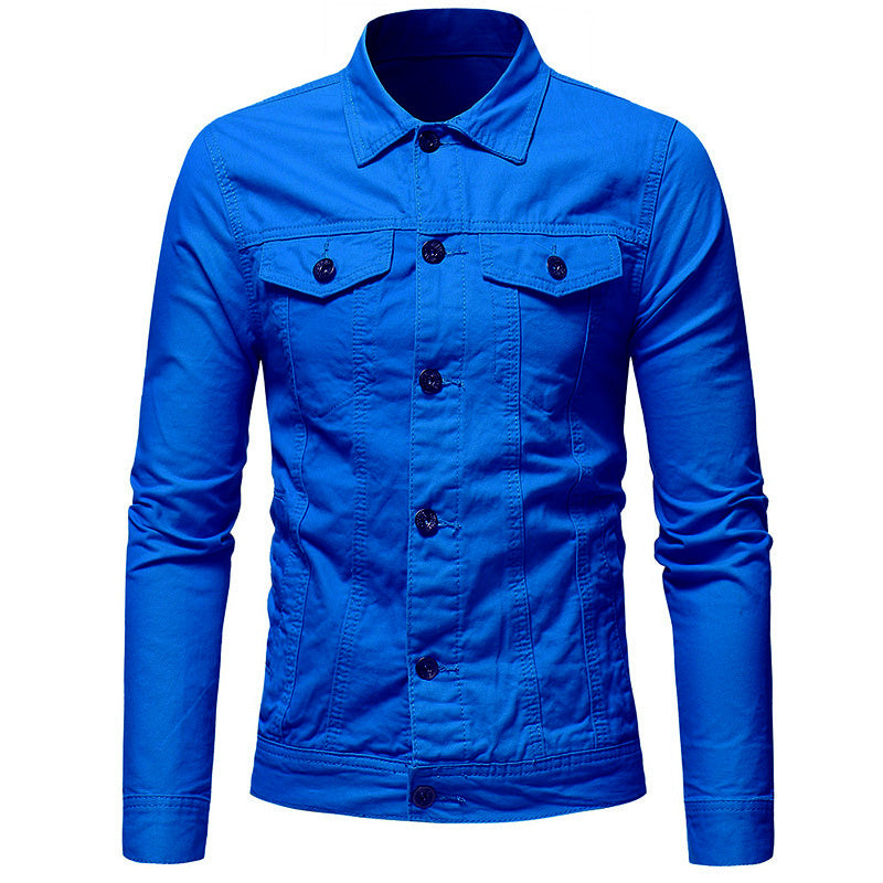 Solid color denim jacket shirt - cas7m