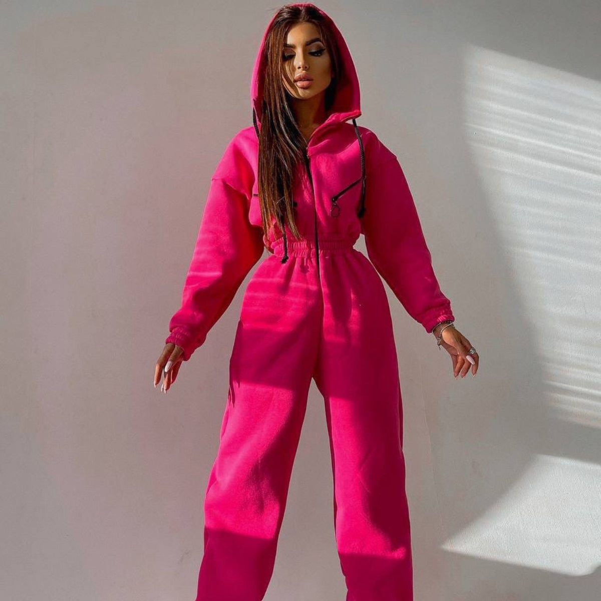 Cross-border Hot Sale Amazon Ebay Hot Sale Popular Sports Casual Women's Hooded Jumpsuit One-piece Suit - cas7m
