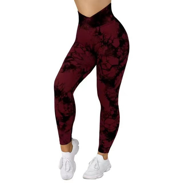 Seamless Tie Dye Leggings Women Yoga Pants Push Up Sport Fitness Running Gym Leggings - cas7m