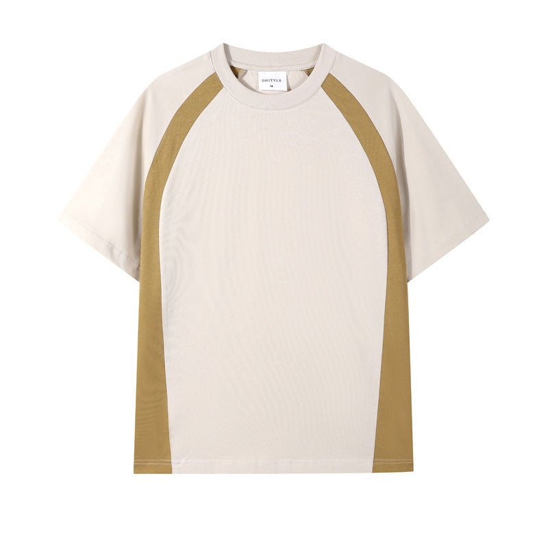 Combed Cotton Double Yarn Drop Shoulder Short Sleeve Matching Couple T-shirt - cas7m