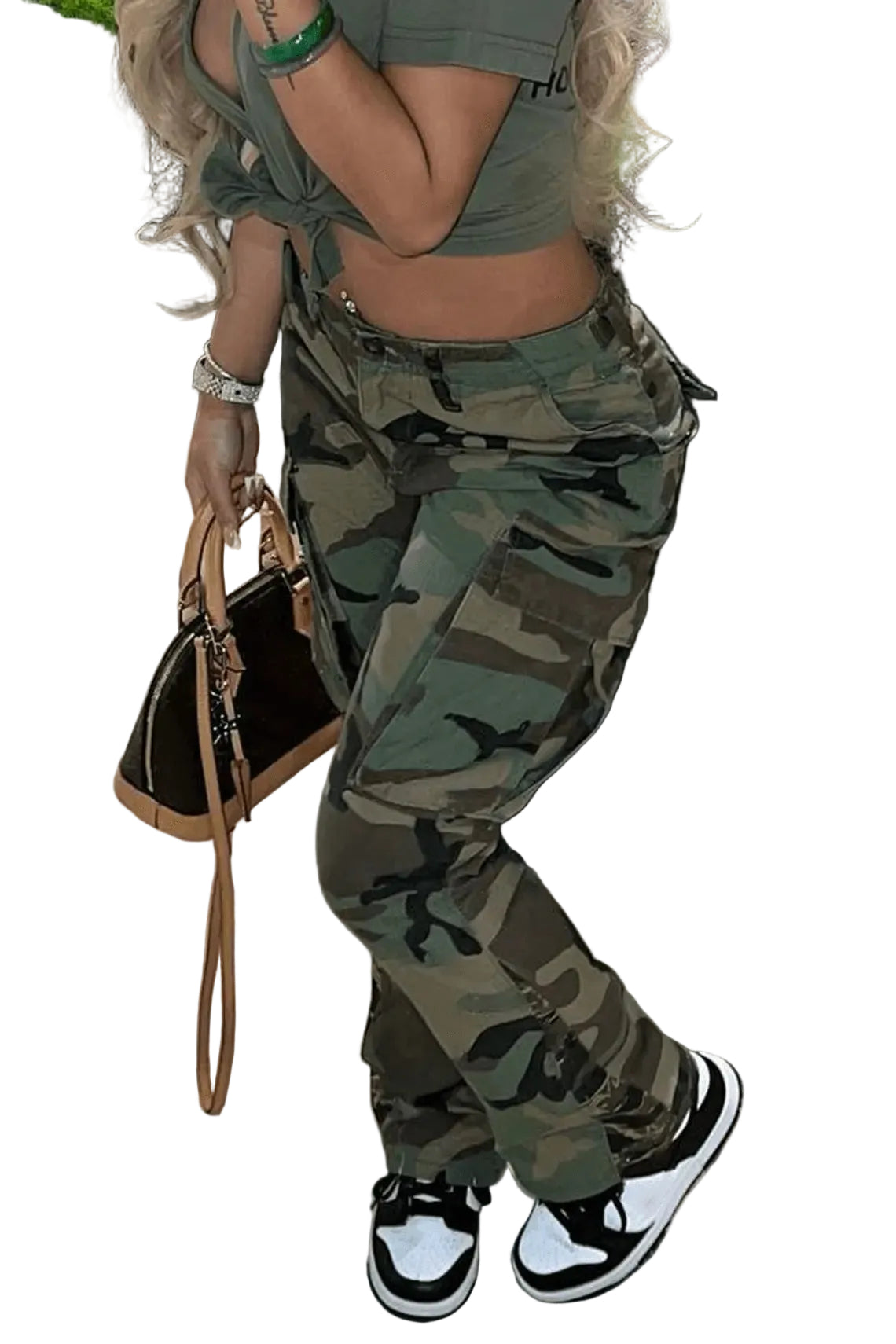 High Straight Waist Multicolor Camouflage Overalls - cas7m
