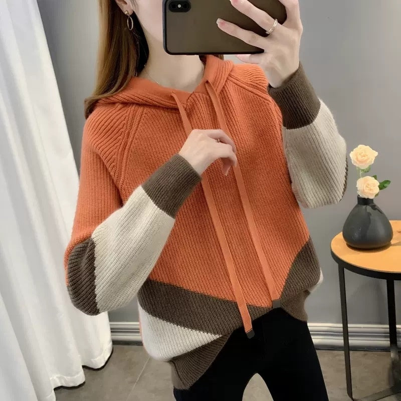 Stylish  Western-style Knitted Hoodie For Women - cas7m