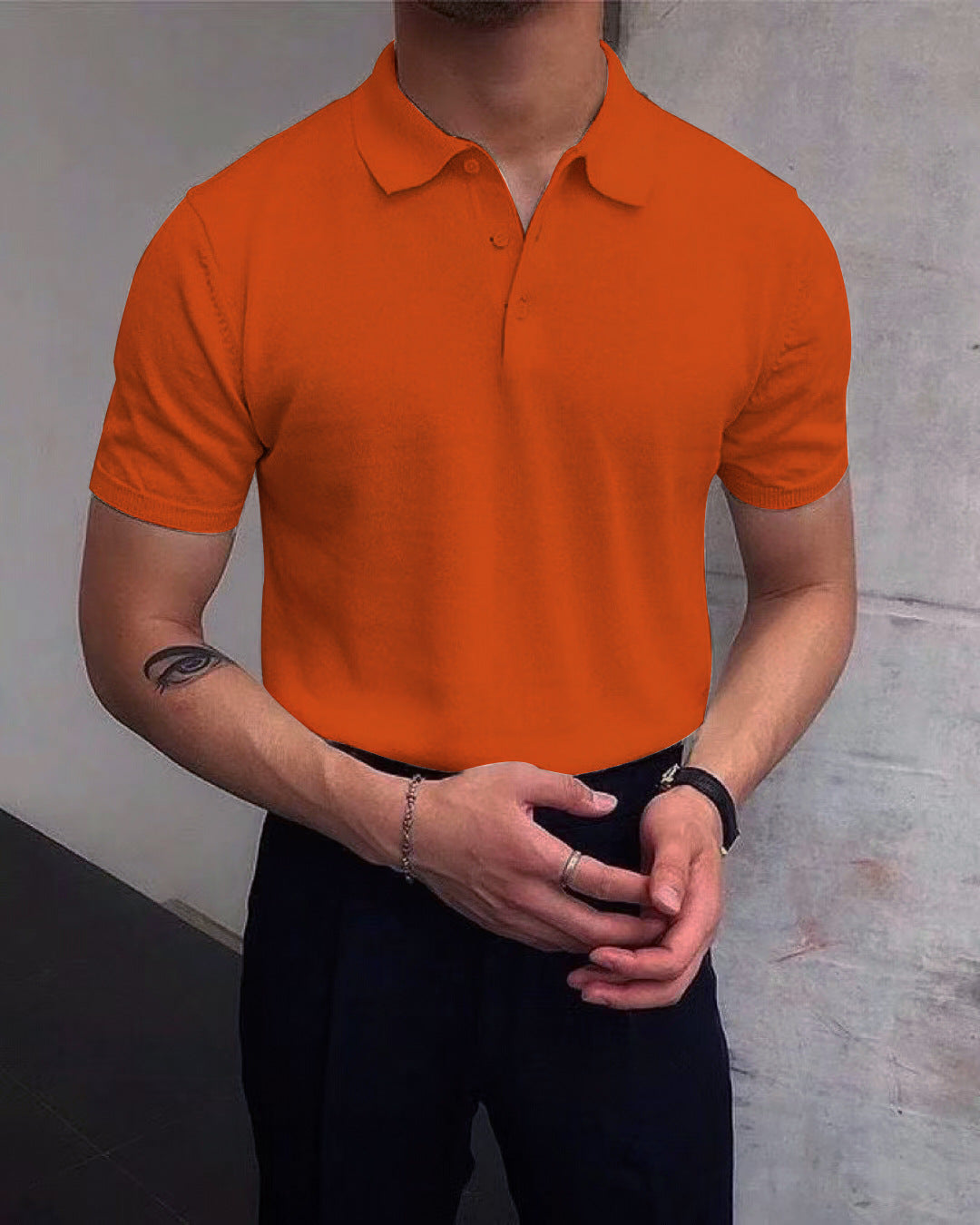 Men's Summer Lapels T-shirt Solid Color Casual - cas7m