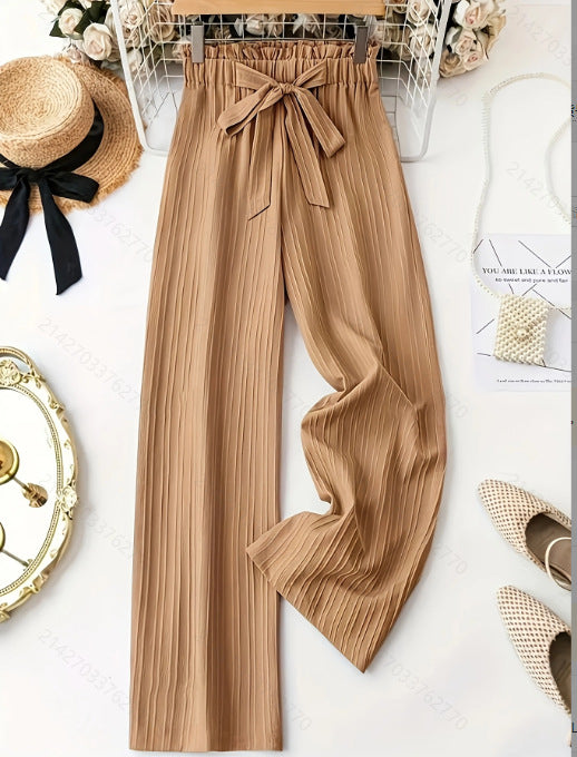 Women's Solid Color Belt Casual Pants - cas7m