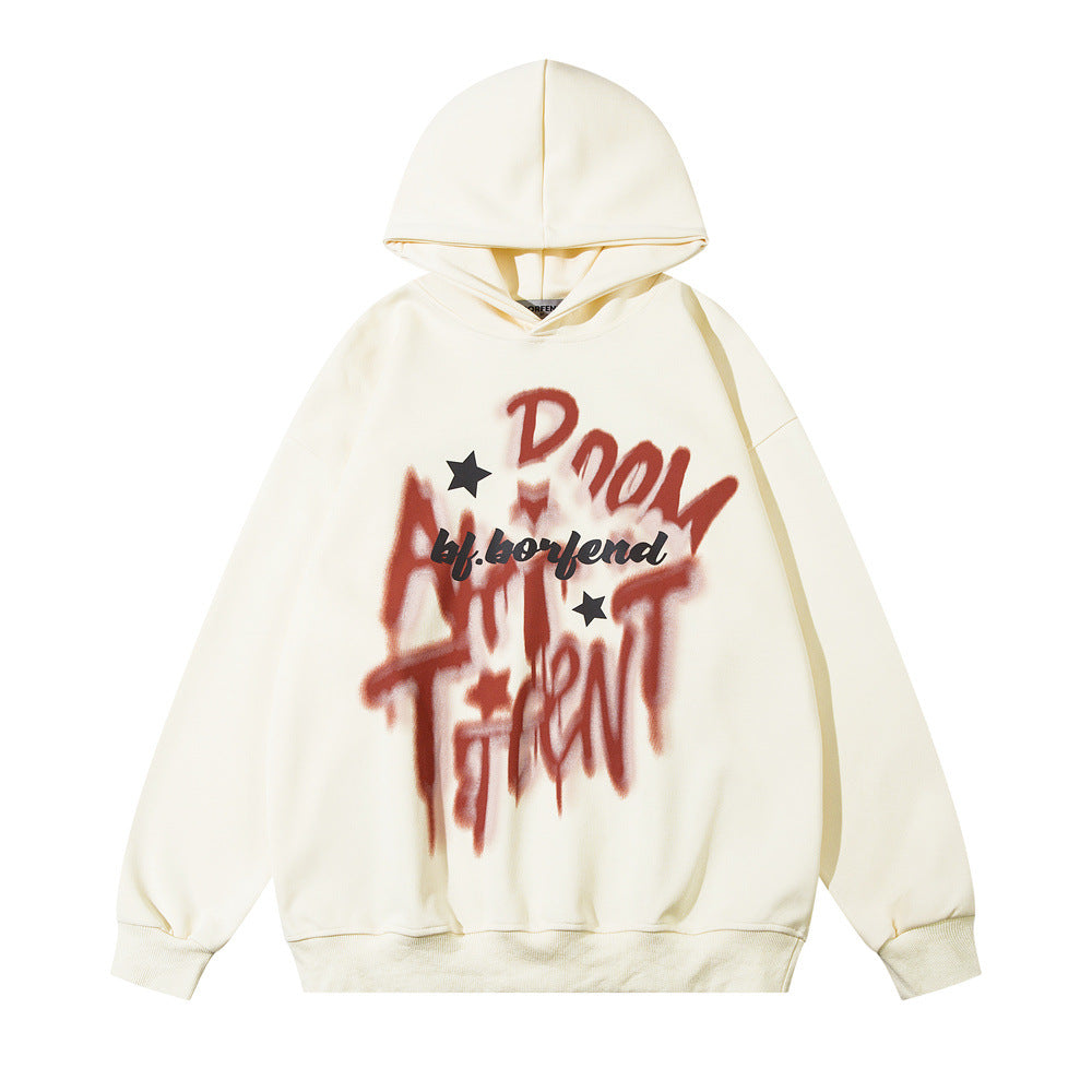 Graffiti Letter Printed Hoodie Men - cas7m