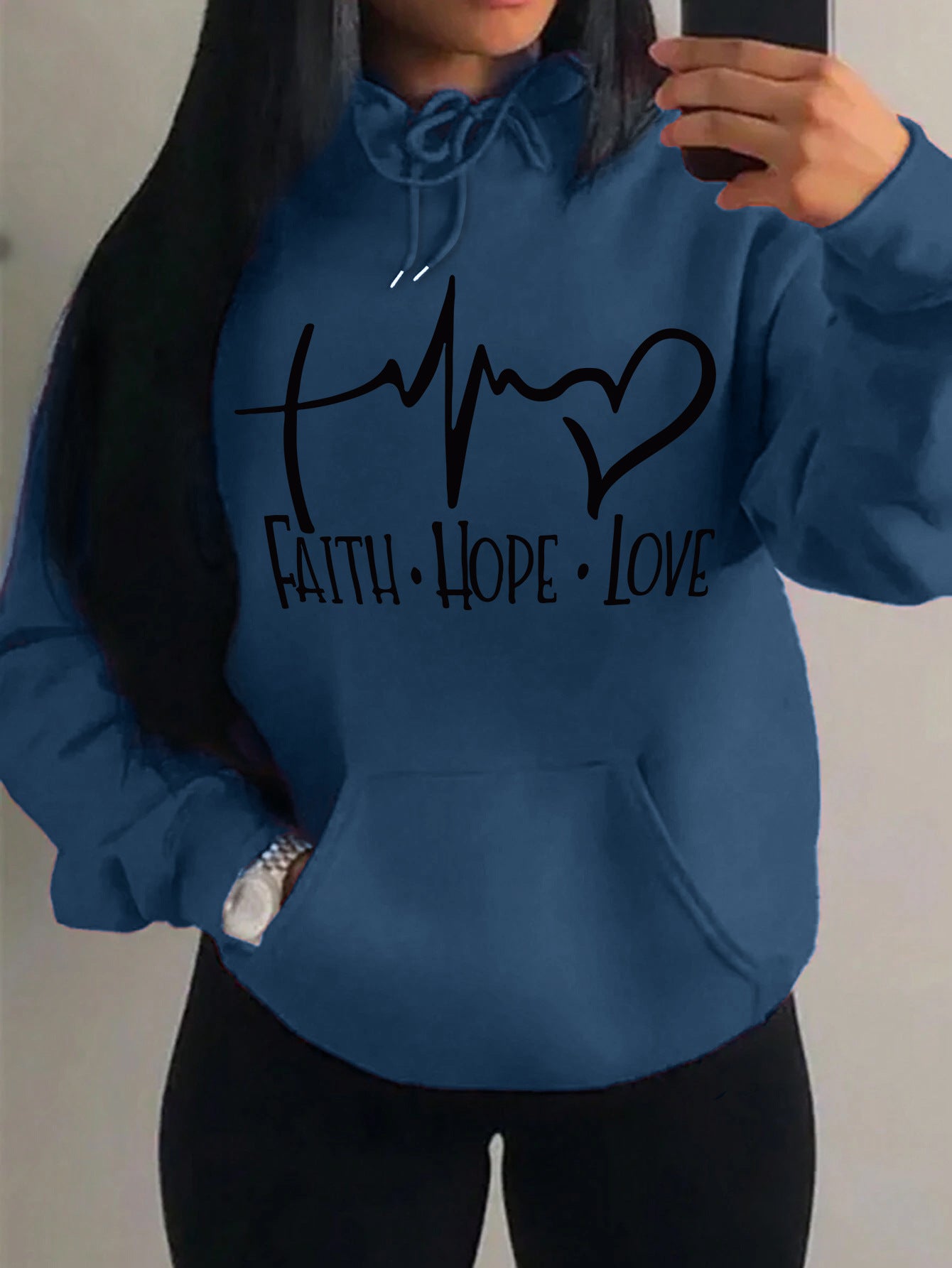 Faith Hope Love Letter Graphic Women Hoodie - cas7m