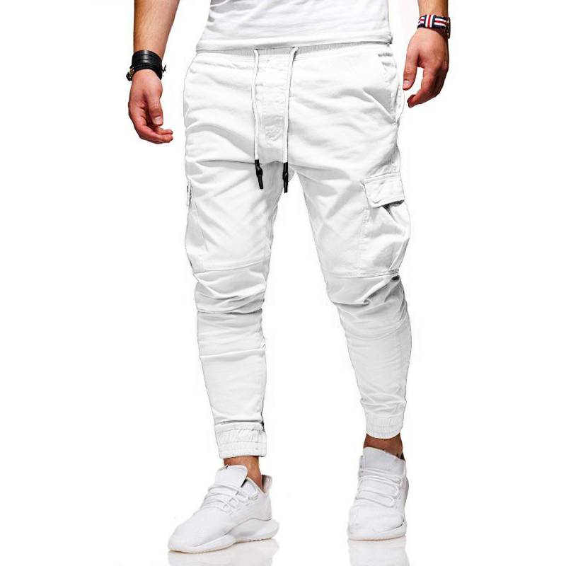 Men's Tethered Elastic Sports Baggy Pants Long Casual Pants - cas7m