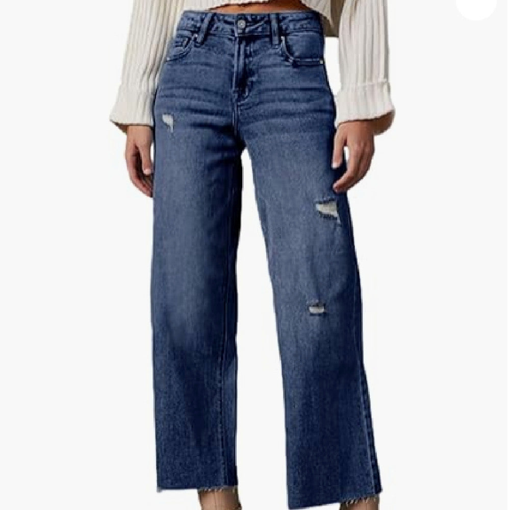 Women's High Waisted Loose Jeans - cas7m