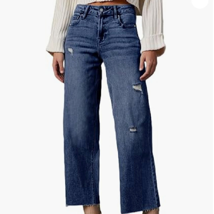 Women's High Waisted Loose Jeans - cas7m