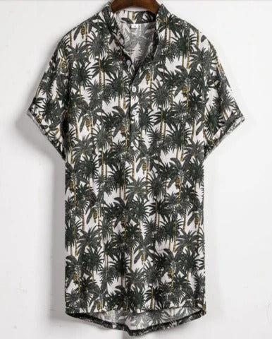 Slim shirt men contrast color printing shirt men - cas7m