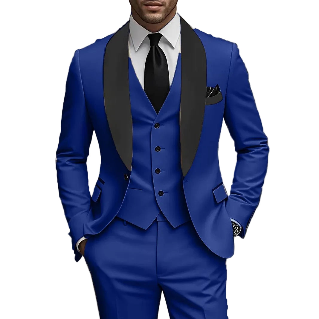 Mens Business-Casual Three-Piece Suit Korean-Style Slim Fit - cas7m