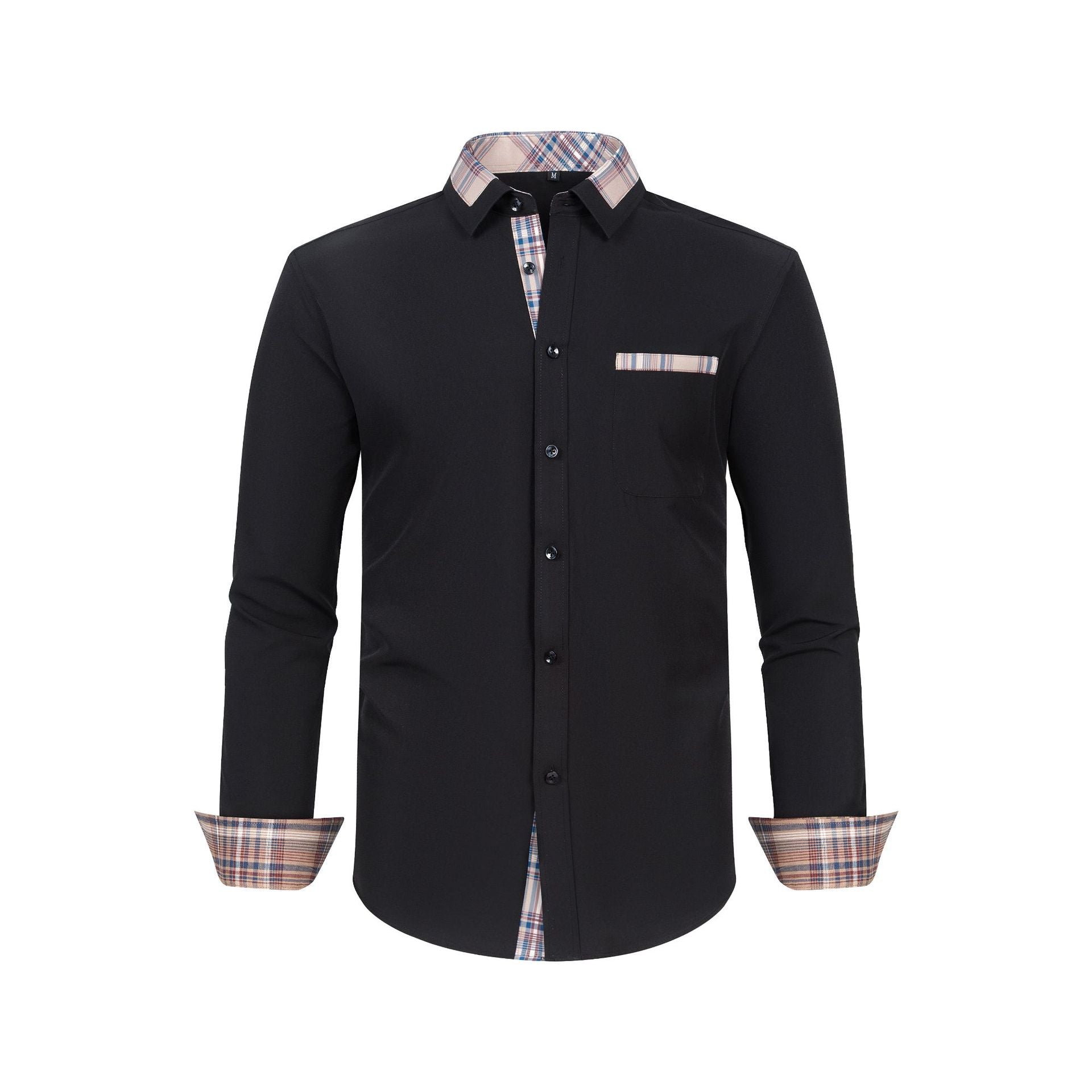 Large Size Patchwork Flower Collar Long Sleeved Men - cas7m