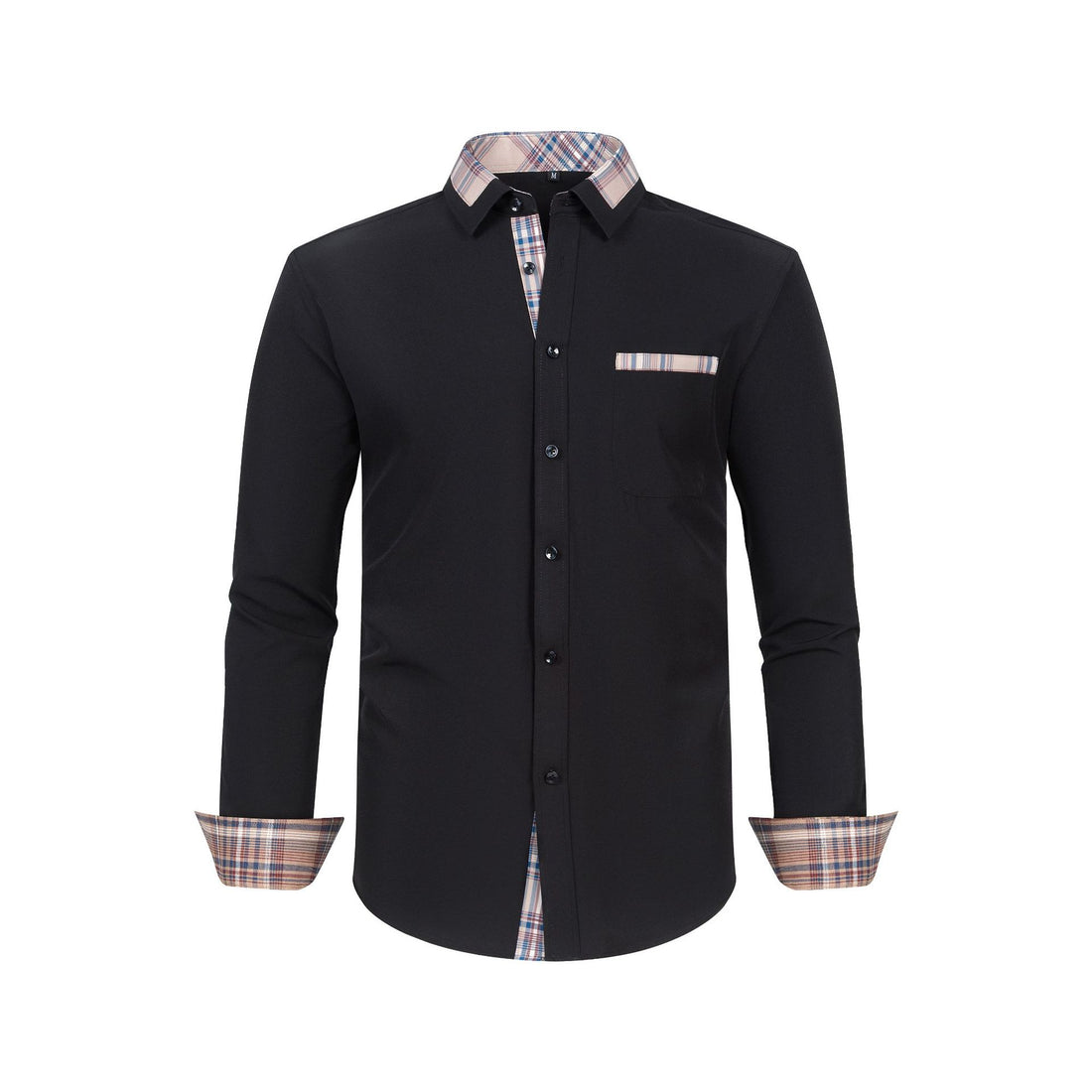Large Size Patchwork Flower Collar Long Sleeved Men - cas7m