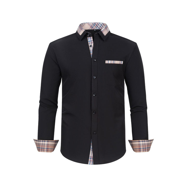 Large Size Patchwork Flower Collar Long Sleeved Men - cas7m