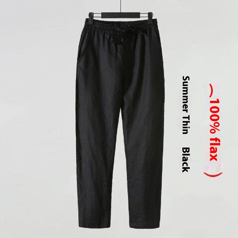 Cotton Linen Cropped Men's Casual Pants Style - cas7m