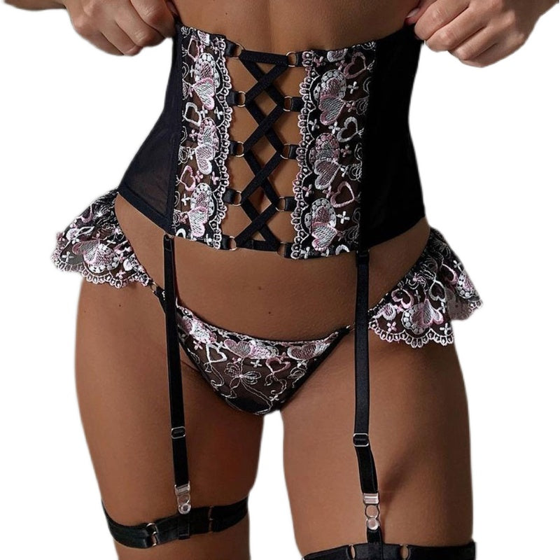 Elegant Black Lace Underwired Bra Set - Women's S/M/L Sizes - cas7m