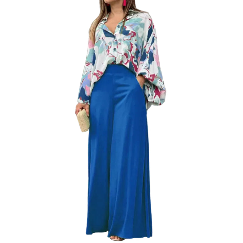 Fashionable Printed Wide-leg Pants - cas7m