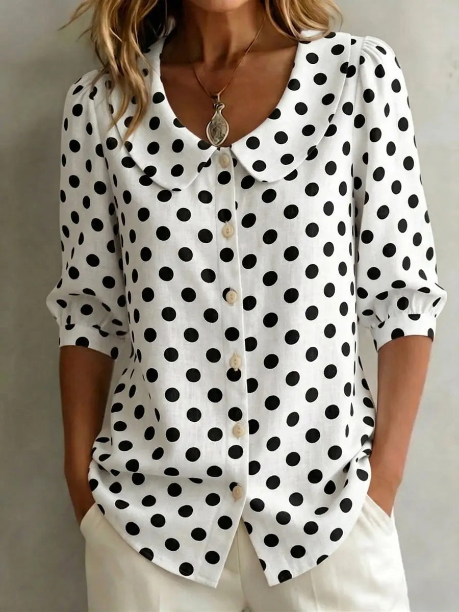 Retro Polka Dot Pattern Womens Shirt - cas7m