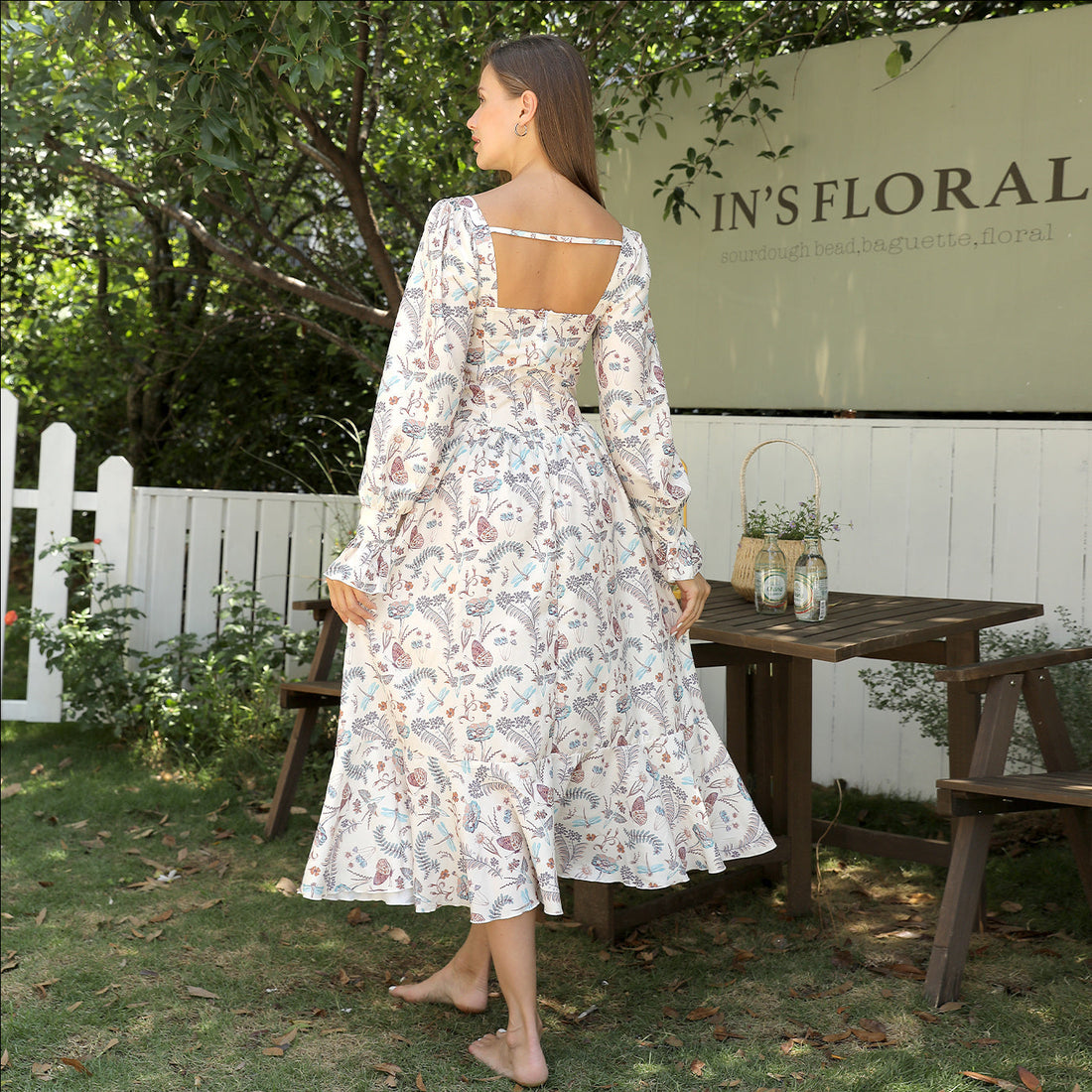 Chic Square Neck Printed Dress