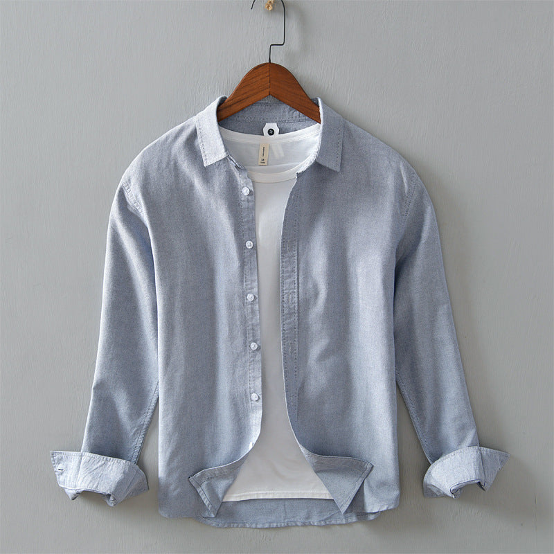 Men's Casual Linen Long-sleeved White Shirt For Men - cas7m