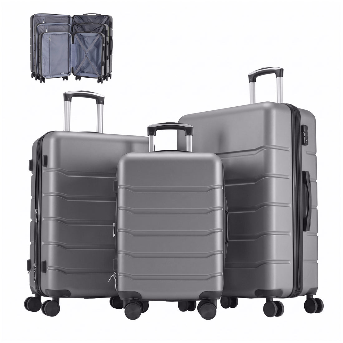 Hard Shell Carry On Suitcase, ABS Spinner Wheel Luggage, Lightweight And Expandable Rolling Travel Bag - cas7m